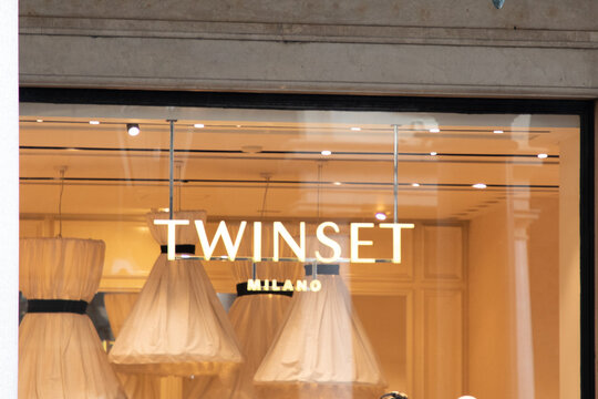 Twinset milano logo brand and text sign on boutique entrance windows facade chain shop