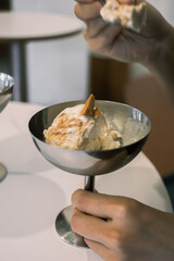 Homemade caramel Ice Cream with Topping