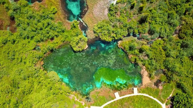 Aerial 4K drone footage of Zelenci Springs. It is a nature reserve near the town of Kranjska Gora, in the far northwestern corner of Slovenia.