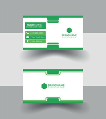 Modern professional business card template.Ready print for multi perpose.Stylish shape made business card.Green color combination corporate level identity card.Flat theory minimalistic business card.