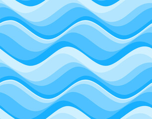 Seamless sea waves pattern. Water wave abstract design. Blue ocean wave