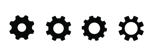 Gear vector icons,  Black gear wheel icon on white background, gear set - stock vector