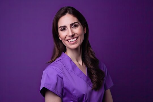 Female doctor standing proud looking at camera. AI generative