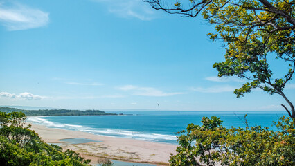 Sawarna beach,west Java,Indonesia, beautiful beach with coral reefs dotted with greenery 