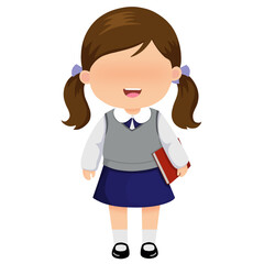 illustration of a student in school uniform holding a book
