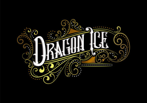 DRAGON ICE word lettering custom design