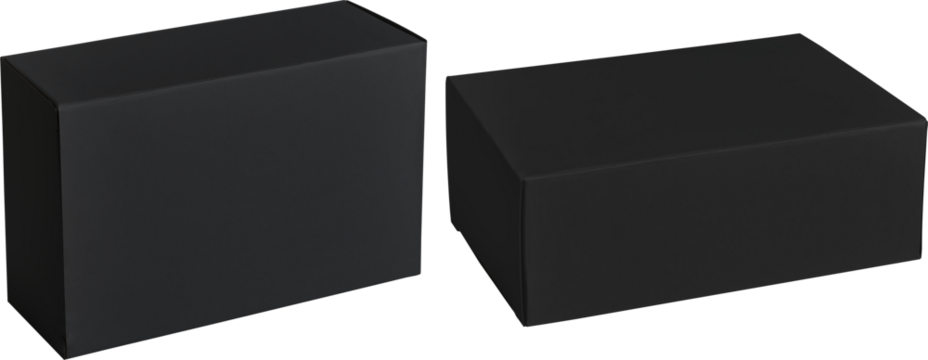 black soft cardboard box set isolated
