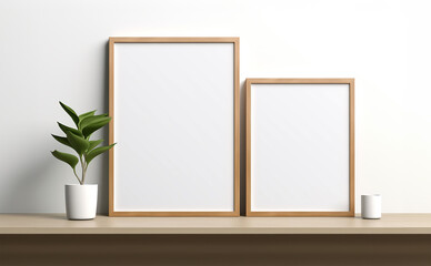 Zoom in on an empty mockup poster frame