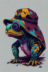 A detailed illustration of a Tortoise for a t-shirt design, wallpaper, and fashion