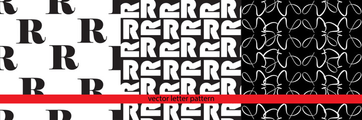 A set of vector lettering black and white geometric patterns. Black and white font patterns. Geometric pattern. Letter pattern. Basic vector geometric pattern.