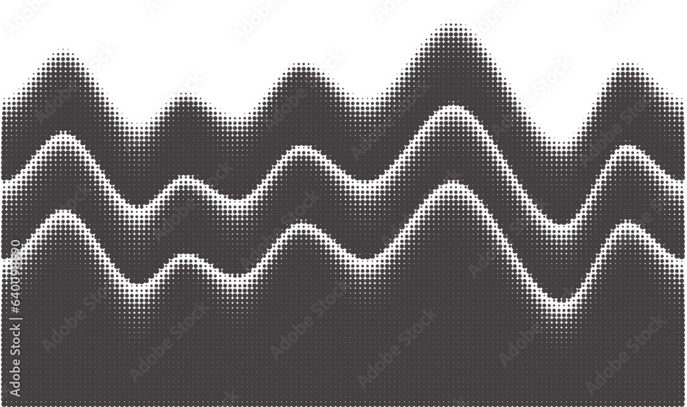Poster dotted wave background. halftone abstract vector gradient. particle flow fade. textured fluid effect
