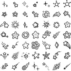 hand drawn star line art clip art doodle collection