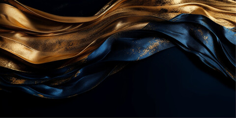 Golden blue wavy abstract background with layered effect