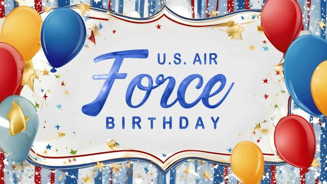 U.S. Air Force Birthday Text Animation in Blue Color. Great for Air Force Birthday Celebrations, for banner, social media feed wallpaper stories