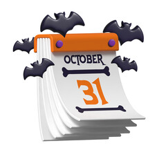 3D happy halloween calendar with bats