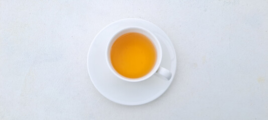 Cup of hot tea isolated on white background	
