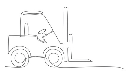Forklift One line drawing isolated on white background