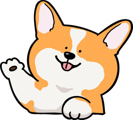 Cute Cartoon Corgi Dog Head Character