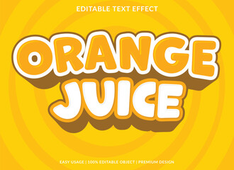 orange juice text effect template design with 3d style use for business brand and logo