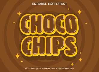 chocochips text effect template design with 3d style use for business brand and logo