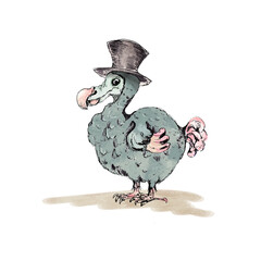 Watercolor Dodo bird clipart in vintage style isolated on white  © onanana