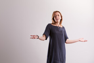 Now what? Woman gestures, implying a decision is pending