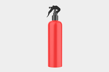 Spray Pistol Cleaner Plastic Bottle Isolated On White Background Ready For Your Design. 3d Illustration 