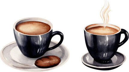 Coffee Set Watercolor Illustration