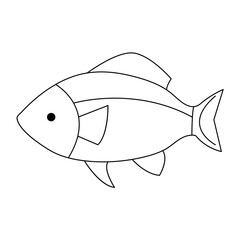 Continuous One line drawing of big fish and single line vector art illustration
