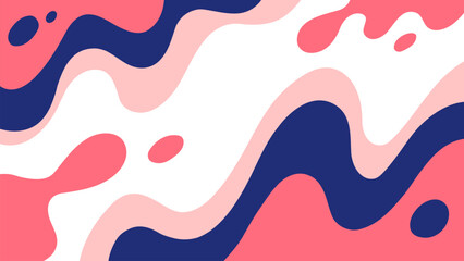 Color splashes. Abstract flowing liquid shapes. Dynamic colored waves background. Pink and blue. Vector illustration.