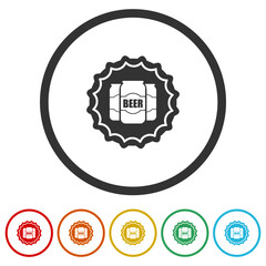 Beer icon template. Set icons in color circle buttons