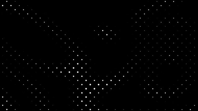 Abstract dynamic with white dots circle on transparent background (alpha channel). Motion modern animation. Modern banner template. Halftone style. Texture of dotted pattern. Dotted animated gradient 