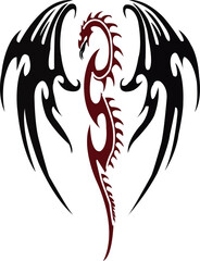 design of a dragon red black