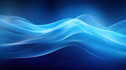 Energetic and glowing electric blue abstract waves flowing across a dark digital background, ideal for tech visuals.