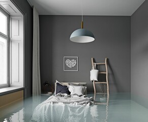 Flooding bedroom interior