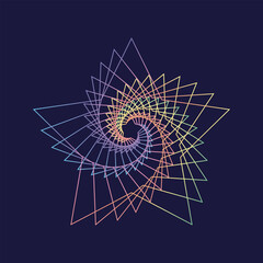 Star, Spiral, Whirl, Swirl, Volute. Abstract Geometric Shape. Contemporary Psychedelic Multicolor Line Art. Option-2.