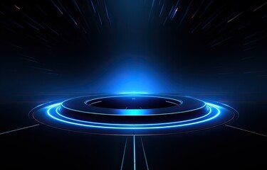 Abstract tech holographic background with light circles