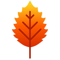 Autumn leaf vector illustration. Simple fall season leaf icon with gradient color. Autumn graphic resource for icon, sign, symbol or decoration. Fall season leaf icon for design hygge and cozy