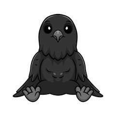 Cute crow bird cartoon sitting