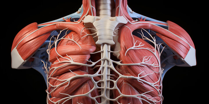 Human chest anatomy model. 3D illustration.