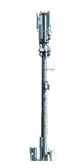 Antenna mast for internet , phone and telecommunication and isolated over transparent background