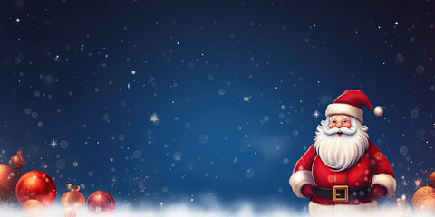 santa claus banner with snowflakes, christmas background, copy space