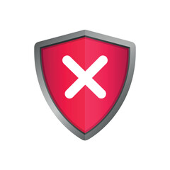 Modern graphic design elements. Vector red shield. Protection shield concept security label safety badge icon.