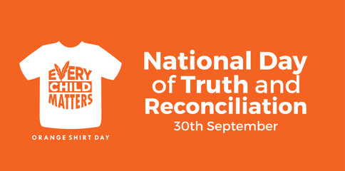 National Day of Truth and Reconciliation. 30th September. Orange Shirt Day logo design. Vector Illustration. - obrazy, fototapety, plakaty