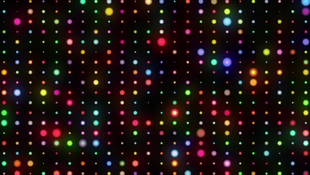 Abstract Colorful Random Animated Glowing Dots Distorted Pattern. Seamless Loop Geometric Background With Simple Neon Glowing Particle Dots 4K Animation Particle Trails Blue Red Pink Violet Spectrum