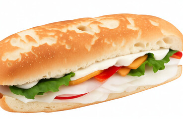Ciabatta sandwich isolated on white background