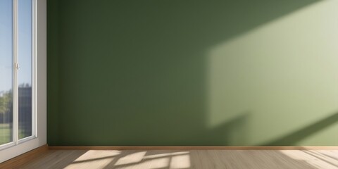 Green empty wall with beautiful light and shadow, empty space, copy space, background for product presentation