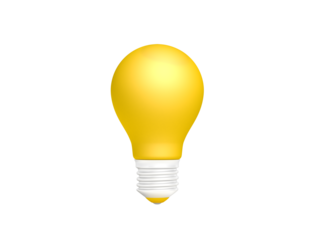 Yellow light bulb. Isolated. 3d illustration.