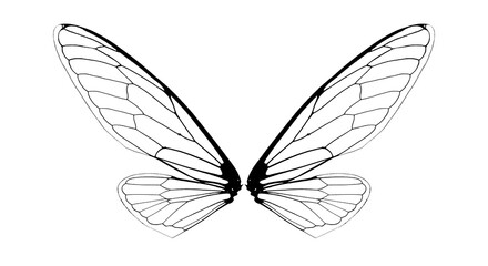 black and white cicada insect wings isolated