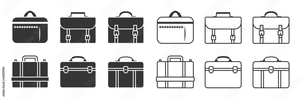 Wall mural set briefcase icon vector design silhouette isolated